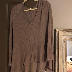 Free People brown waffle knit top